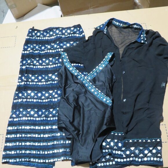 Gottex 3 piece Bundle one piece swimsuit skirt & cover up jacket size 12 - Picture 1 of 10